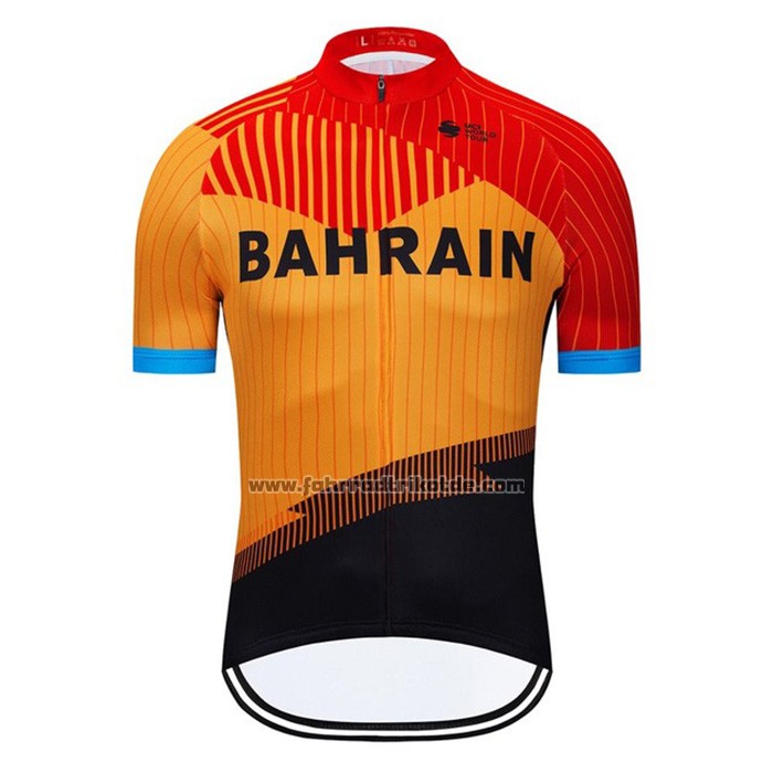 2020 Fahrradbekleidung Bahrain Orange Shwarz Trikot Kurzarm und Tragerhose
